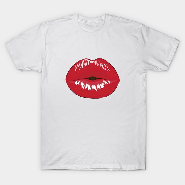 Pucker Red Lips Stick T-Shirt by Thedesignstuduo